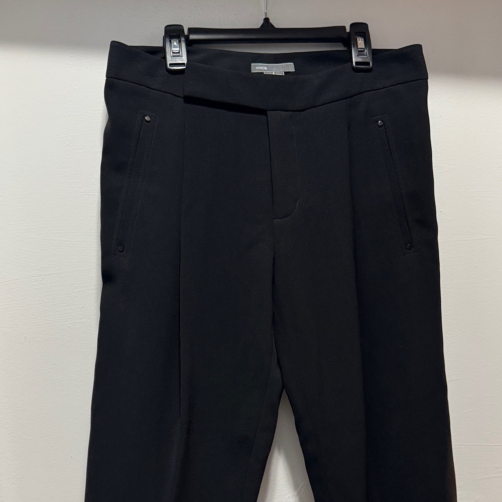 Vince Women’s Black Pleated Straight Slim Leg Pants Size Small